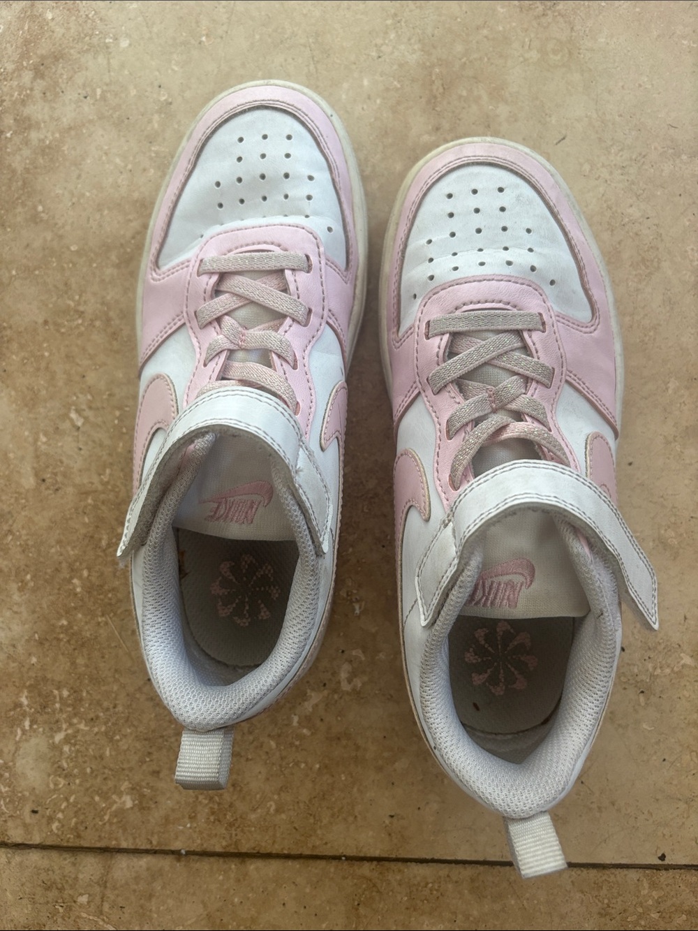 Nike Kids White and Pink High-Top Sneakers